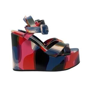 Christian Louboutin Supramariza Leather Platform Wedge Sandal 130mm Size 38